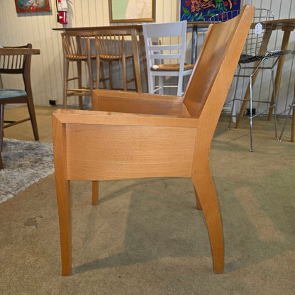 Matthew Hilton XO 1980's Post Modern Dining Chair with black Leather Seats SET OF 4