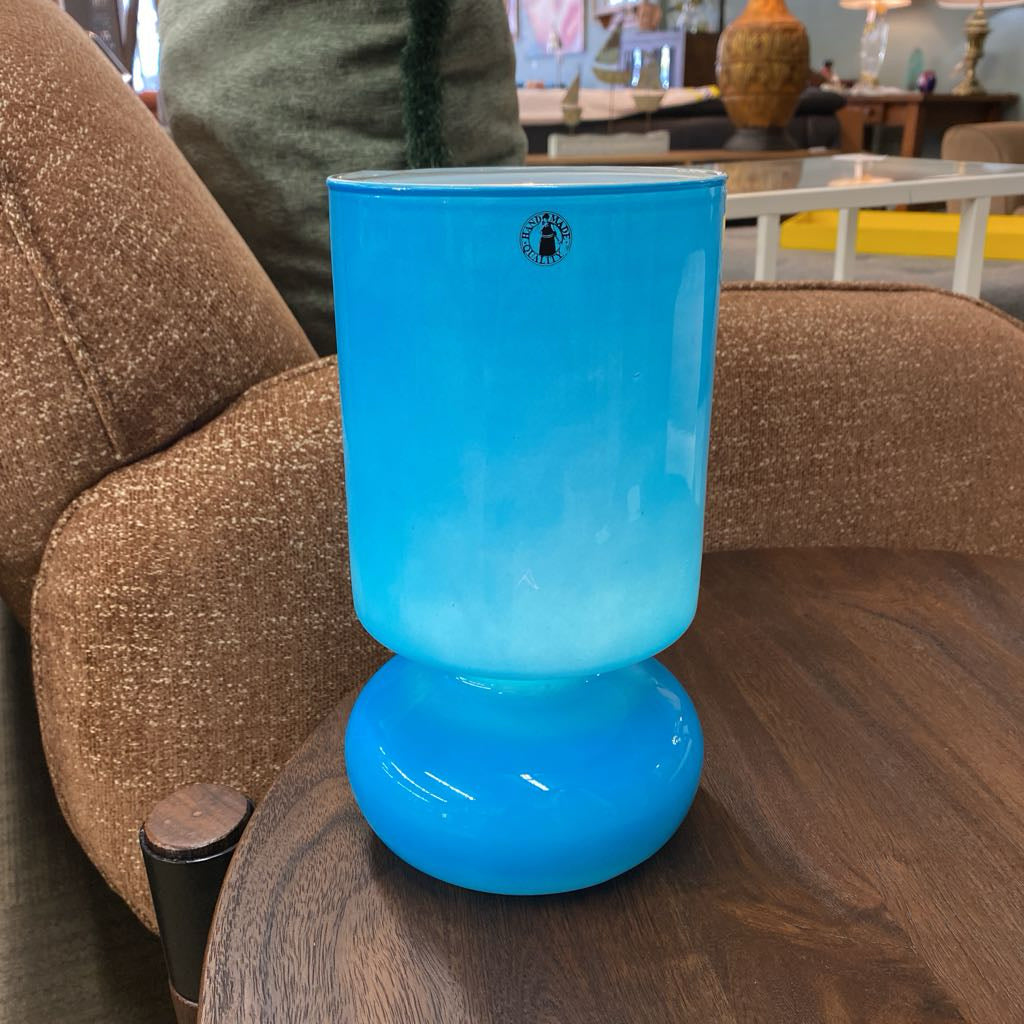Vintage IKEA LYKTA Blue Glass Lamp