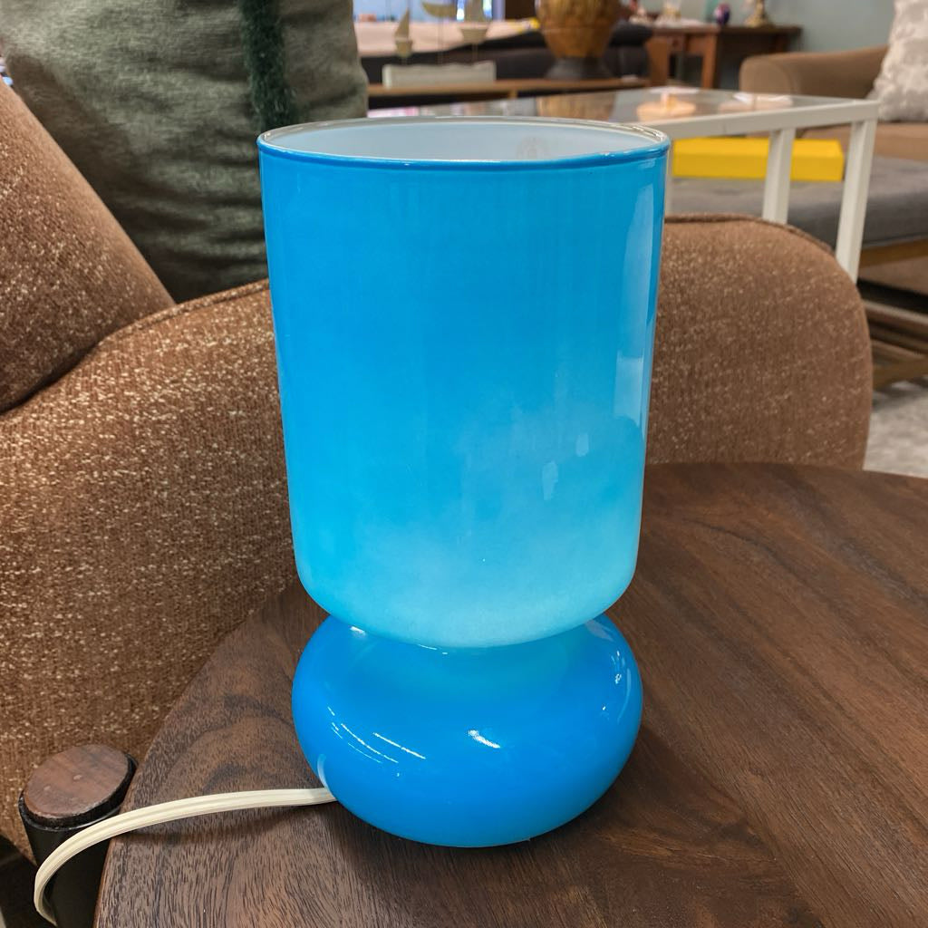 Vintage IKEA LYKTA Blue Glass Lamp