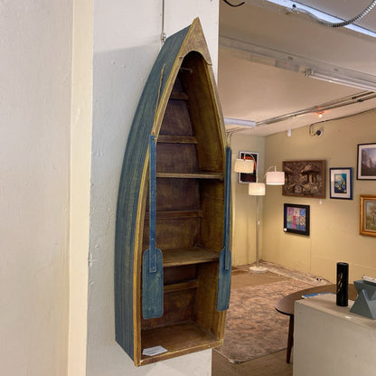 Vintage Row Boat Bookshelf w/Paddles