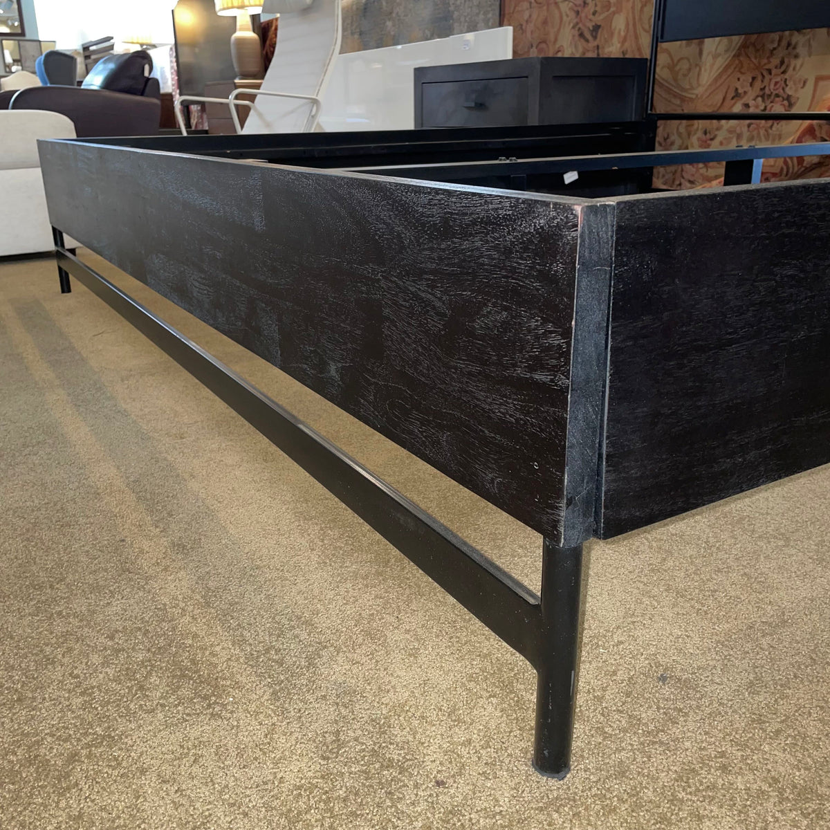Pottery Barn Warren Black Wood & Metal King Platform Bed C BED FRAMES