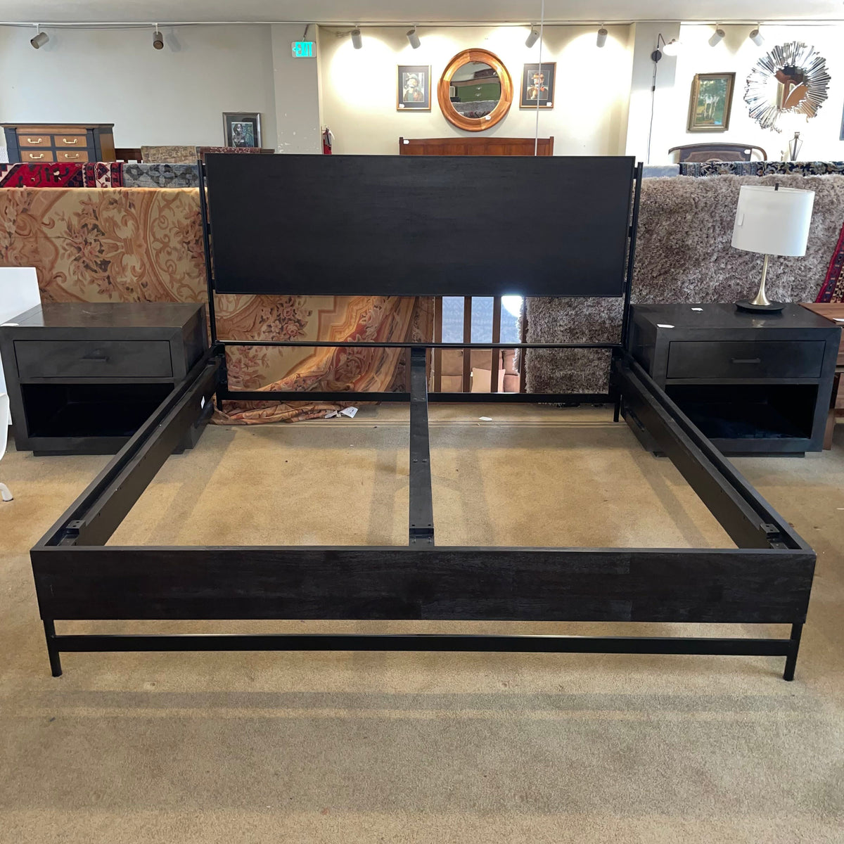 Pottery Barn Warren Black Wood & Metal King Platform Bed C BED FRAMES