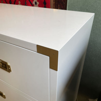 Pottery Barn White Lacquer with Gold Hardware 7 Drawer Lowboy