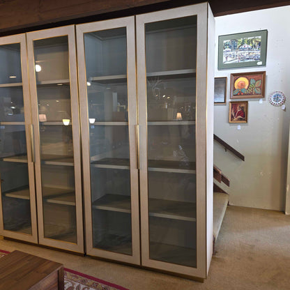 RH Shagreen Cream & Brass Glass Door Cabinet