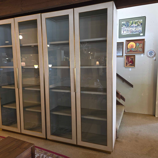 RH Shagreen Cream & Brass Glass Door Cabinet