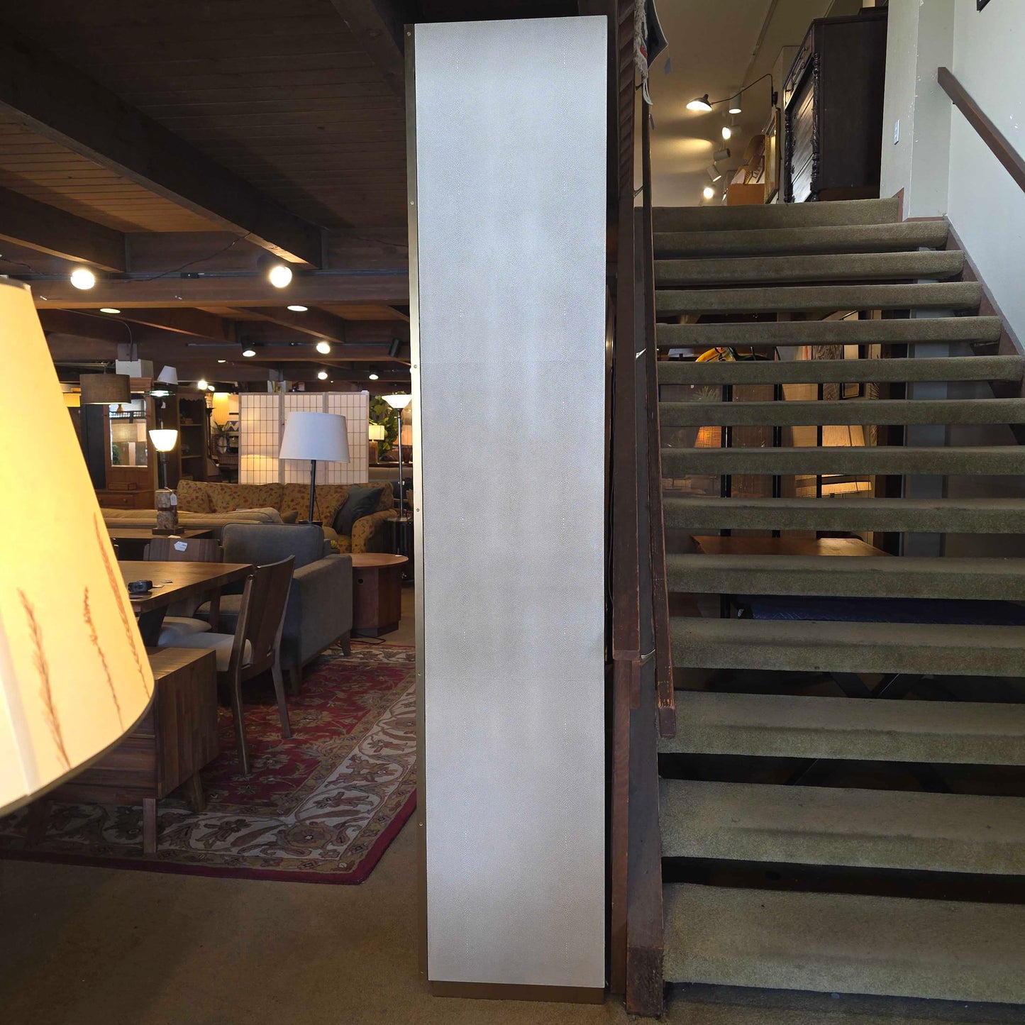 RH Shagreen Cream & Brass Glass Door Cabinet