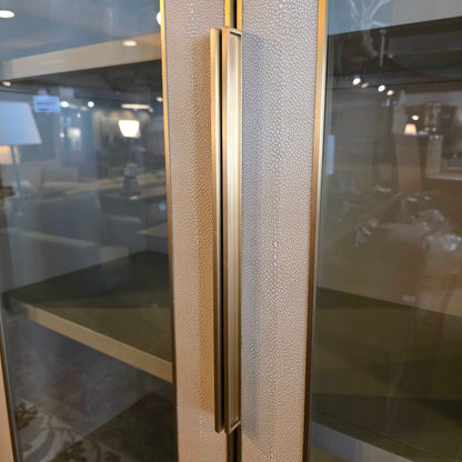RH Shagreen Cream & Brass Glass Door Cabinet