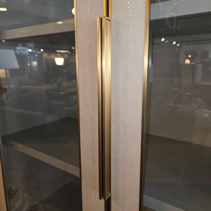 RH Shagreen Cream & Brass Glass Door Cabinet