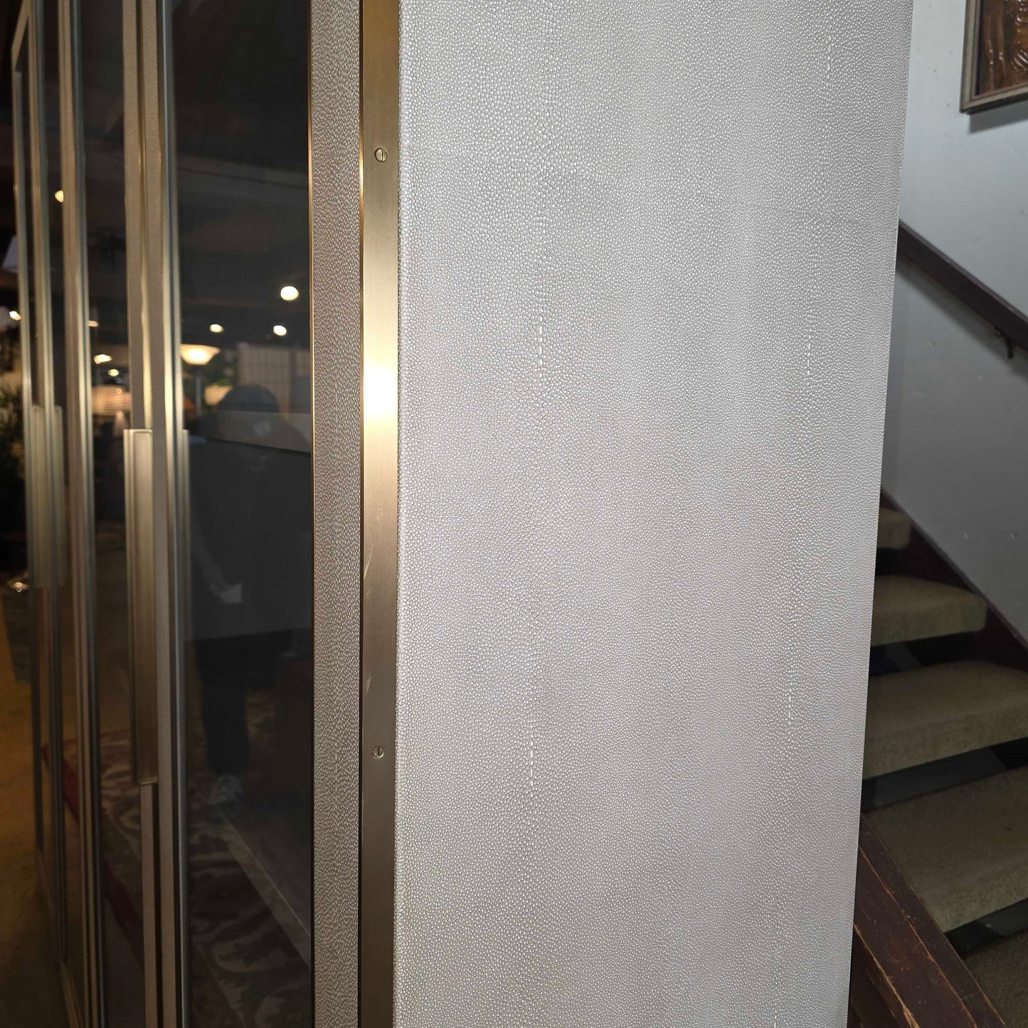 RH Shagreen Cream & Brass Glass Door Cabinet
