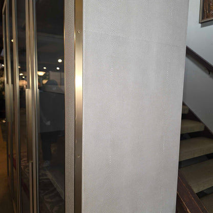 RH Shagreen Cream & Brass Glass Door Cabinet