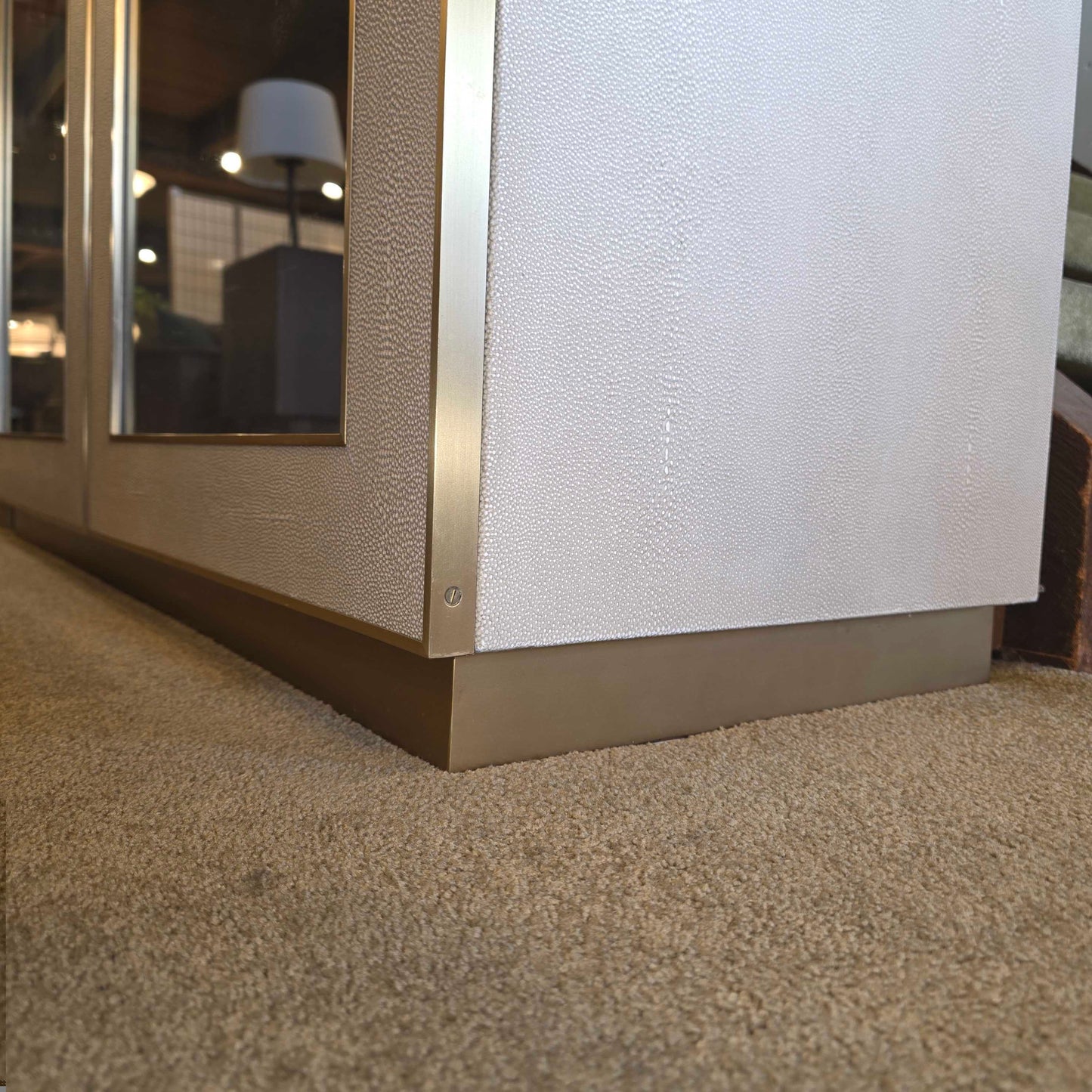 RH Shagreen Cream & Brass Glass Door Cabinet