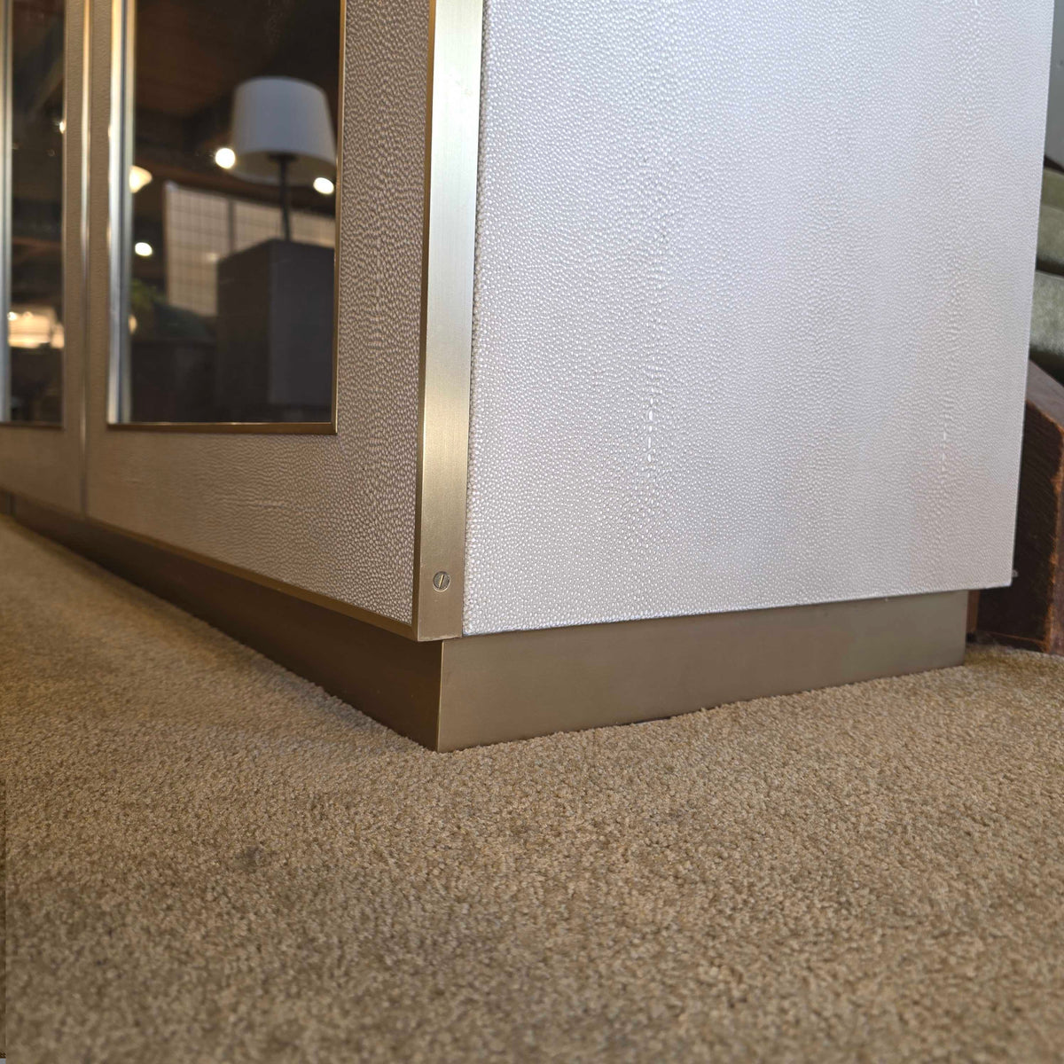 RH Shagreen Cream & Brass Glass Door Cabinet C CABINETS