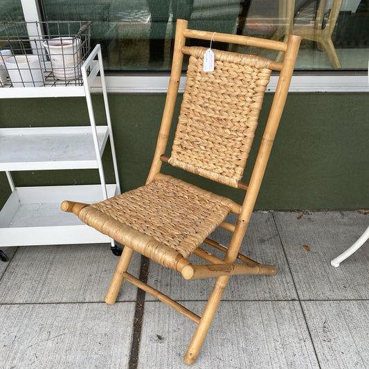 Woven Seagrass Bamboo Folding Chair