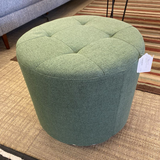 Tufted Green Swivel Stool Ottoman