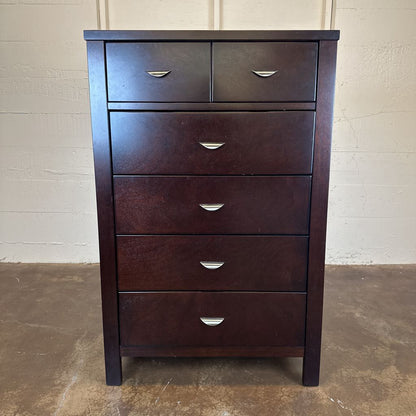 Dark Wood 6 Drawer Dresser