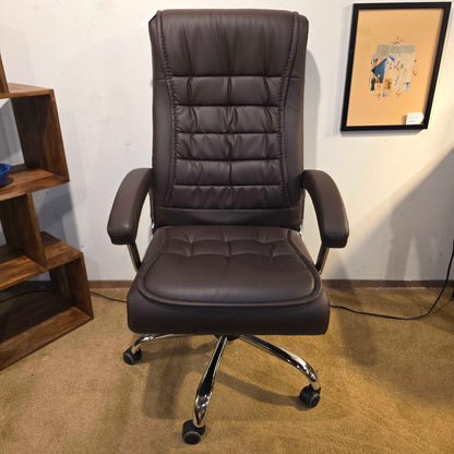 Brown Faux Leather Swivel Office Chair