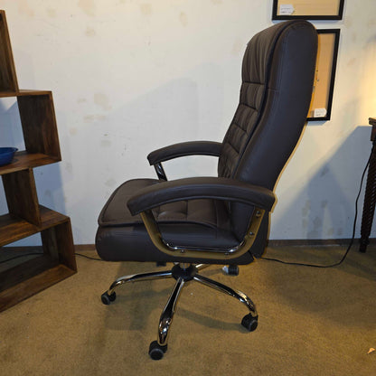 Brown Faux Leather Swivel Office Chair