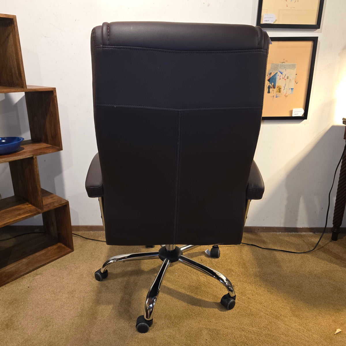 Brown Faux Leather Swivel Office Chair