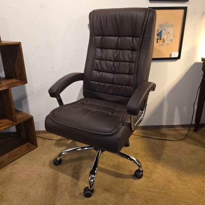 Brown Faux Leather Swivel Office Chair