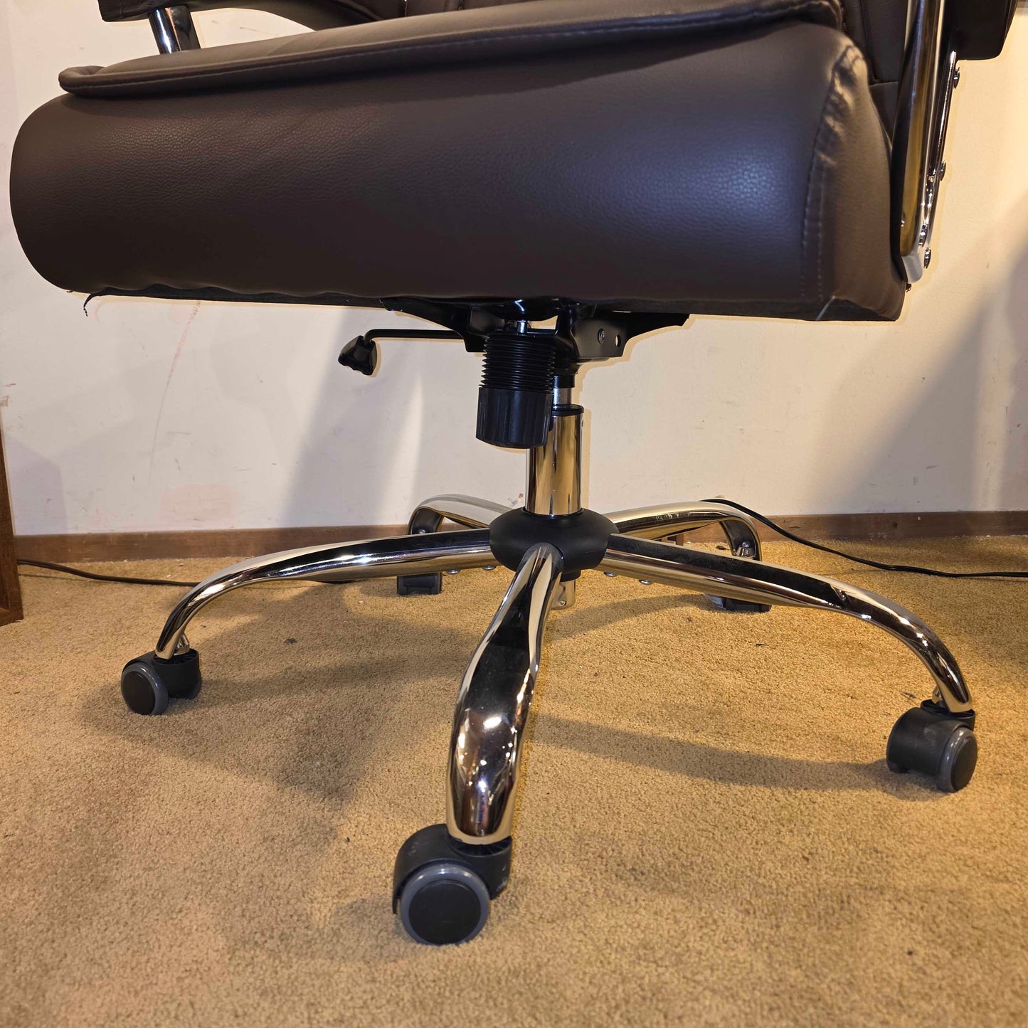 Brown Faux Leather Swivel Office Chair
