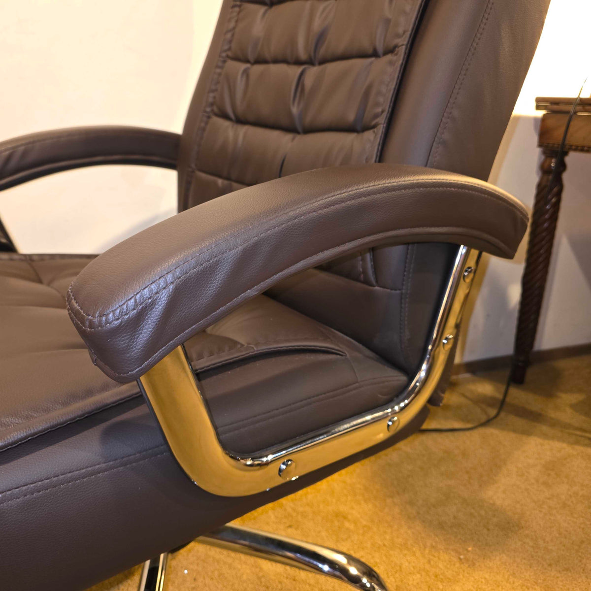 Brown Faux Leather Swivel Office Chair