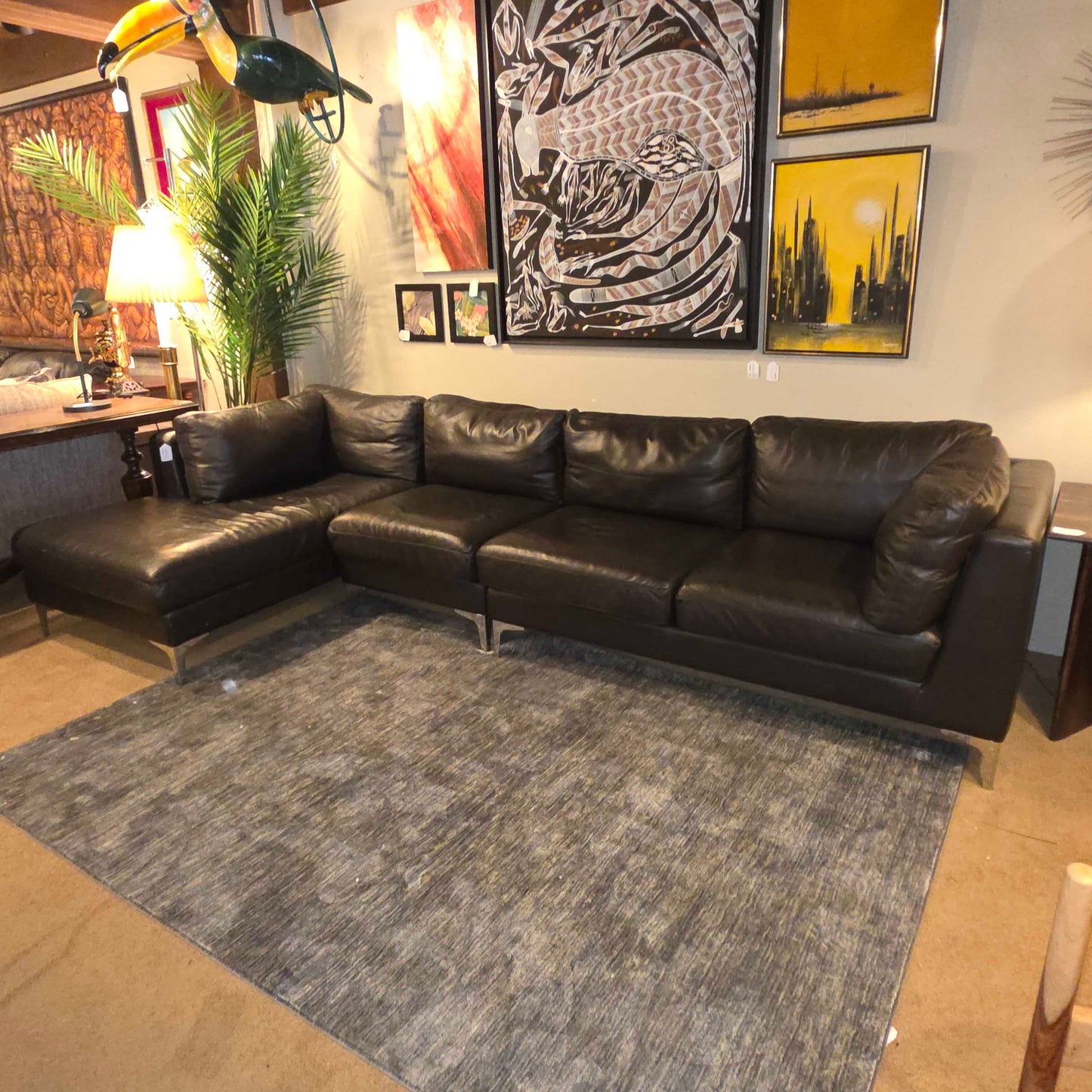 DWR American Leather Albert Black Sectional