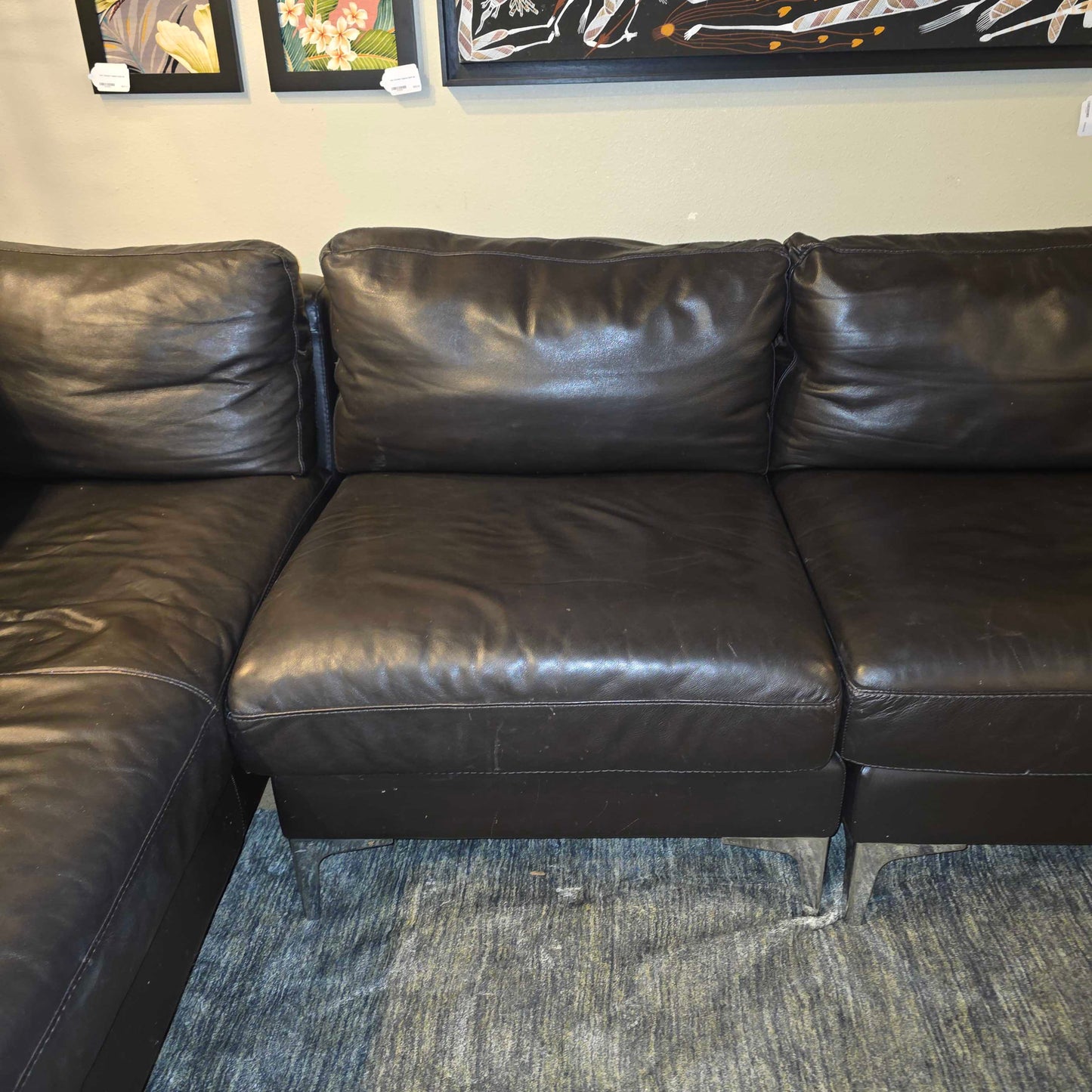 DWR American Leather Albert Black Sectional