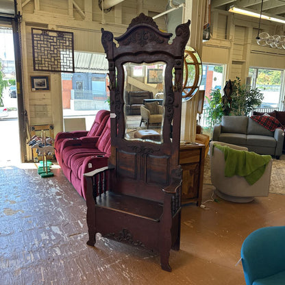 Antique Victorian Style Dark Wood Hall Tree