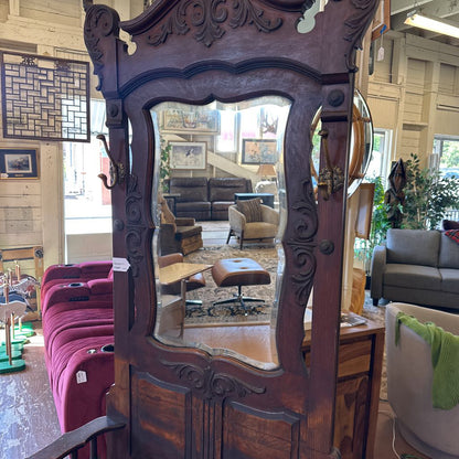 Antique Victorian Style Dark Wood Hall Tree