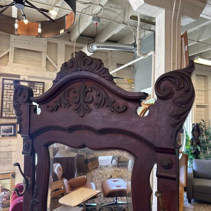 Antique Victorian Style Dark Wood Hall Tree