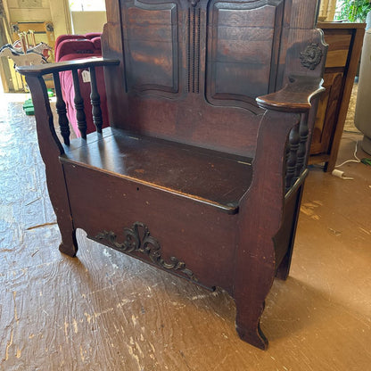 Antique Victorian Style Dark Wood Hall Tree