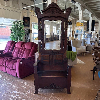 Antique Victorian Style Dark Wood Hall Tree
