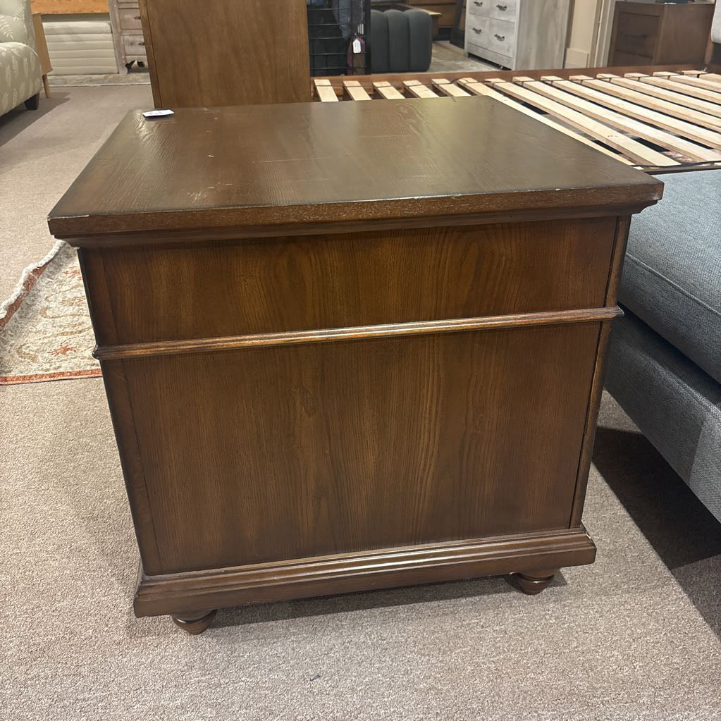 Dark Wood Stone Inlay Nightstand