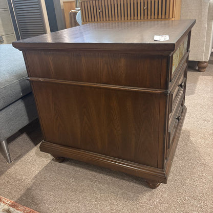 Dark Wood Stone Inlay Nightstand