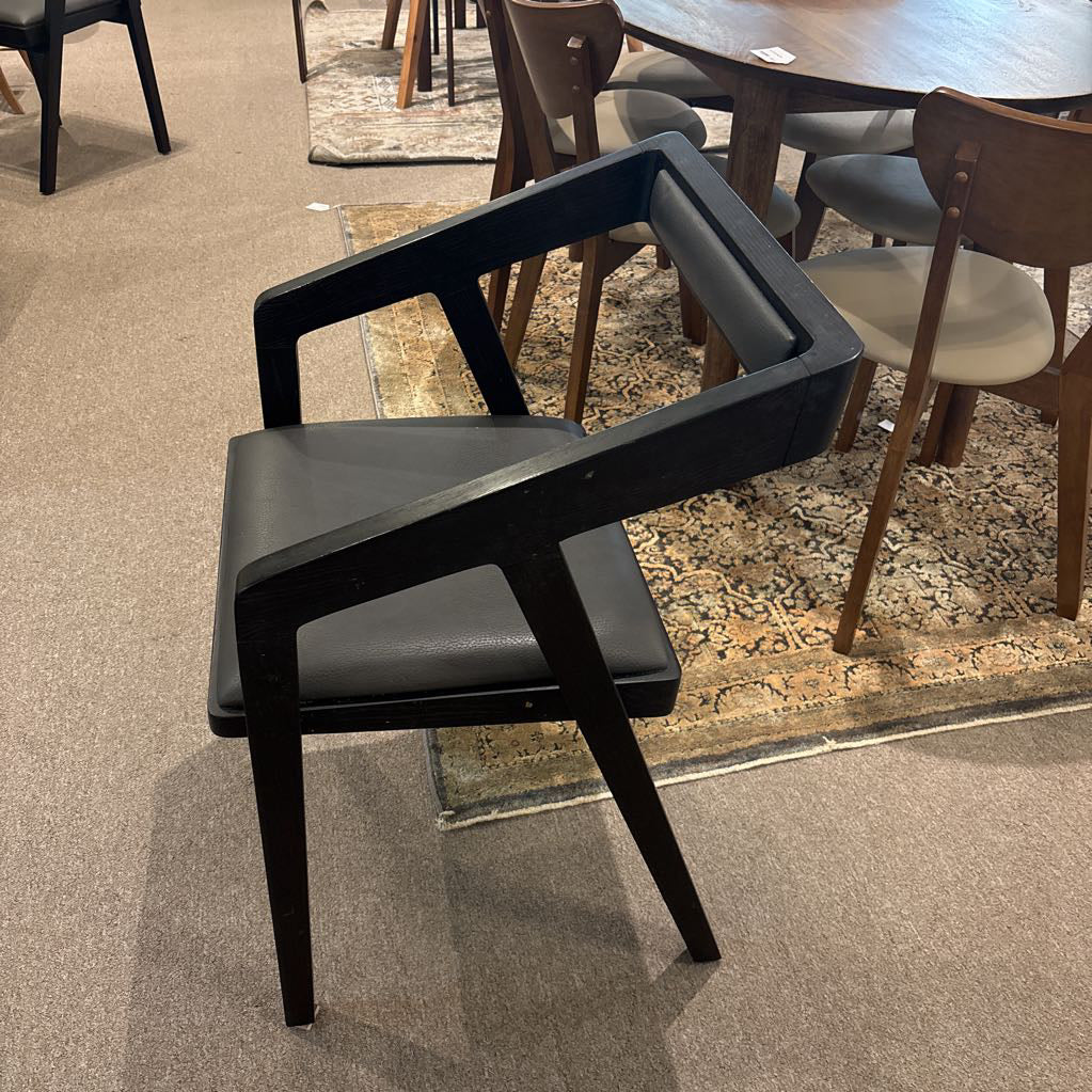 Modern Black Wood & Faux Leather Dining Chair (SET OF 4) C DINING CHAIRS