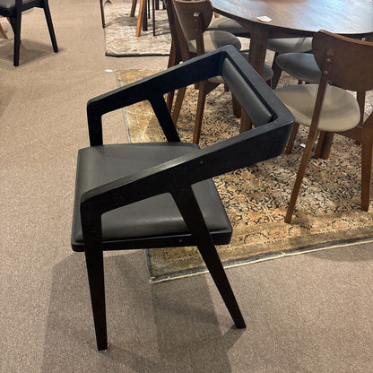 Modern Black Wood & Faux Leather Dining Chair (SET OF 4) C DINING CHAIRS