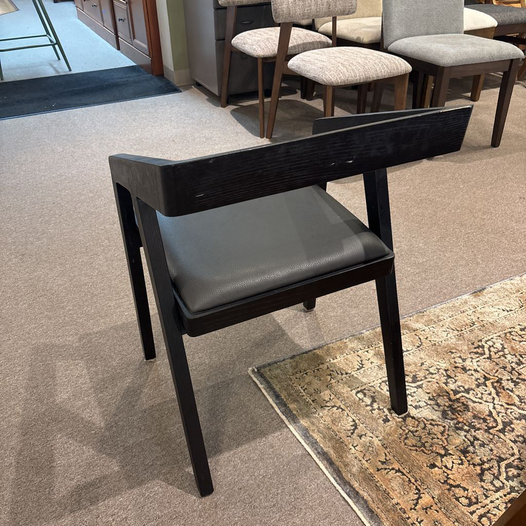 Modern Black Wood & Faux Leather Dining Chair (SET OF 4) C DINING CHAIRS