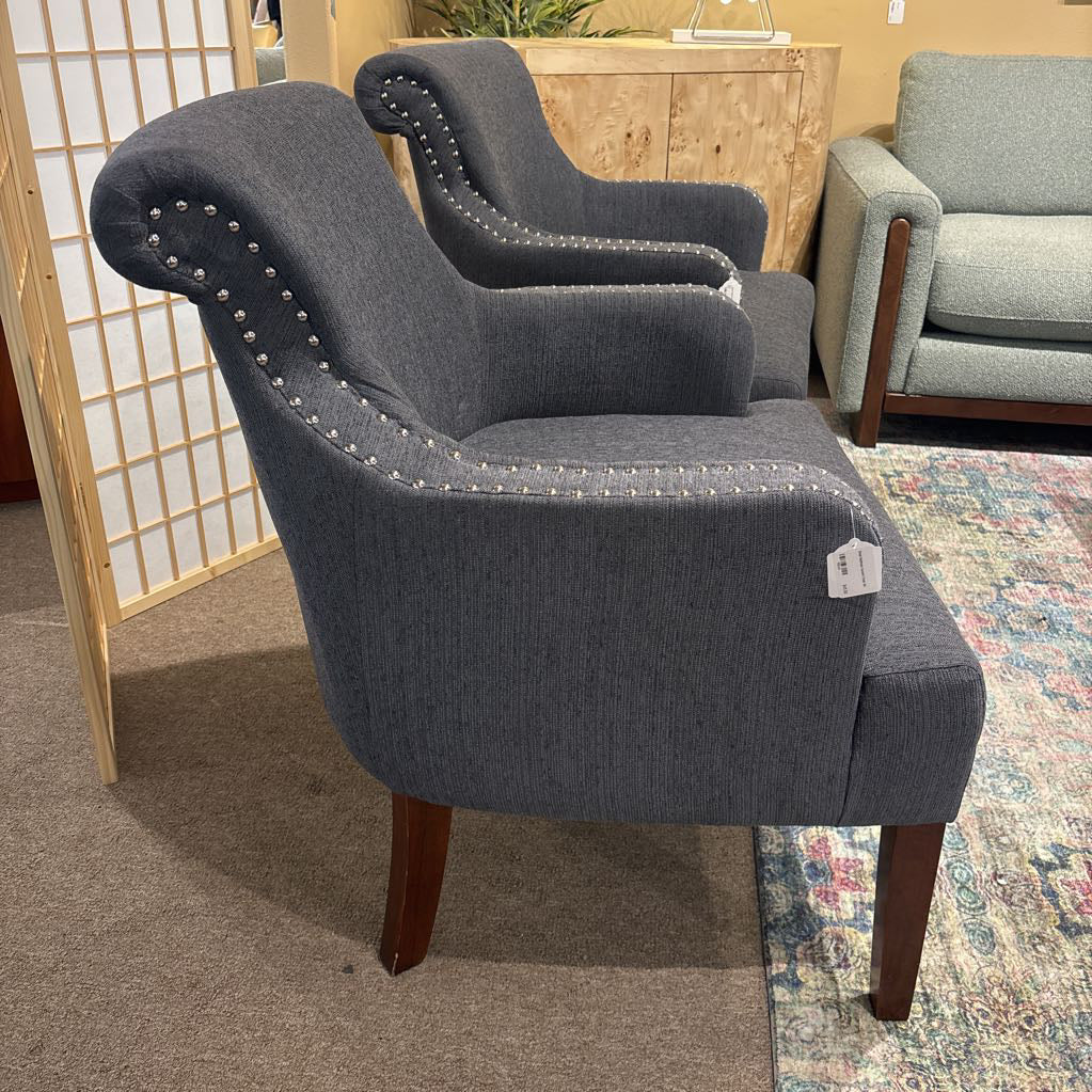Steel Nailhead Accent Chair