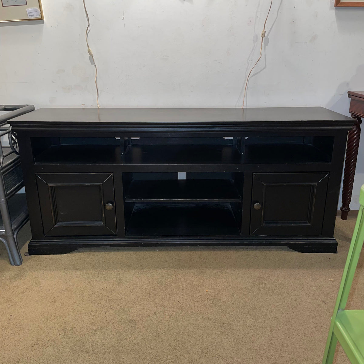 Black Two Door Media Console