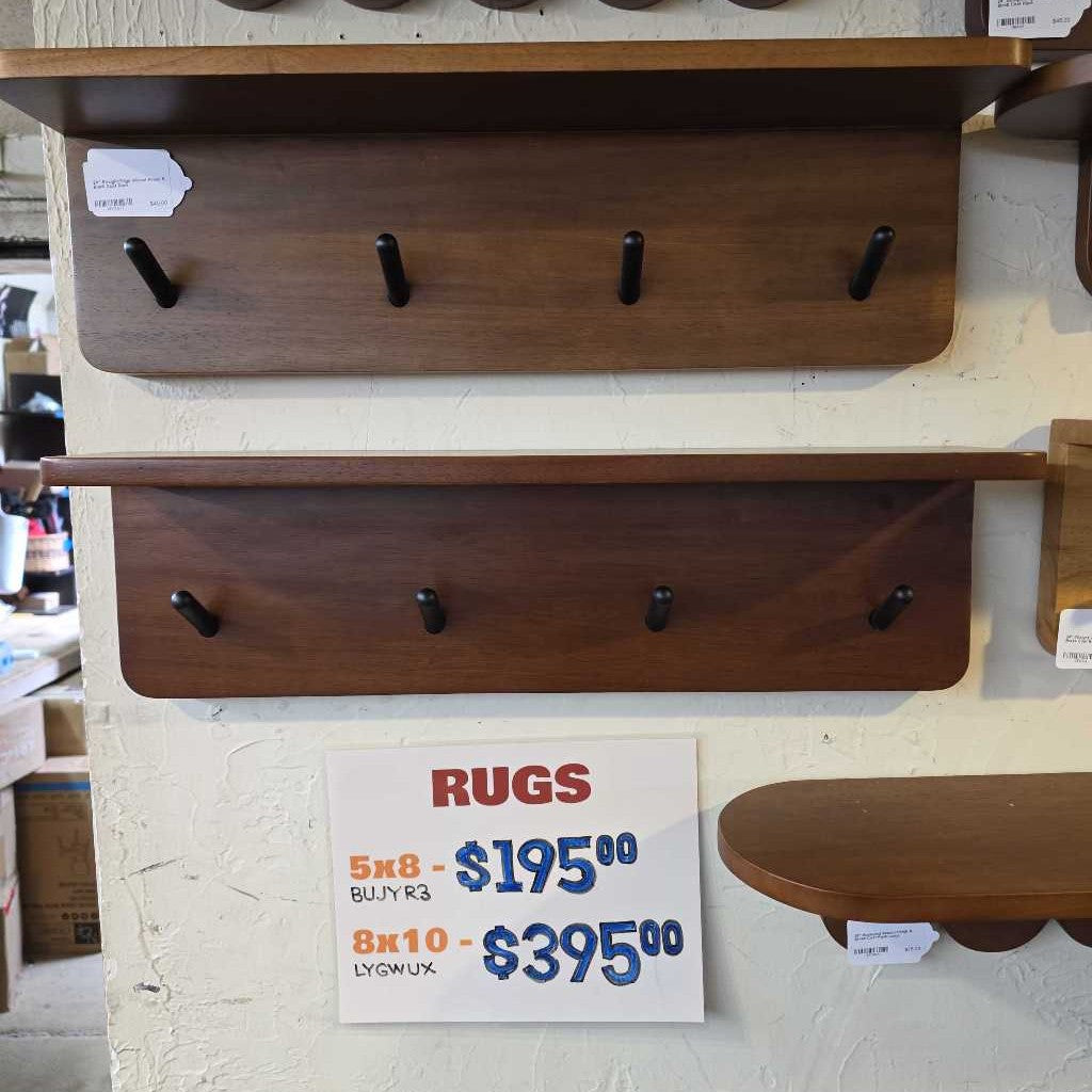 24" Straight-Edge Walnut Finish & Black Coat Rack