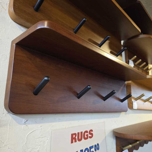 24" Straight-Edge Walnut Finish & Black Coat Rack