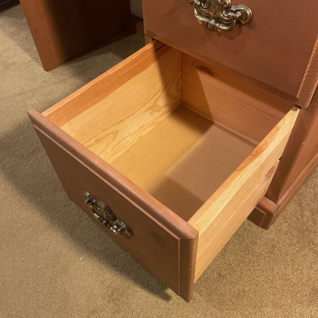 Pine Roll Top 4 Drawer Desk