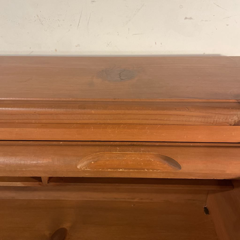 Pine Roll Top 4 Drawer Desk