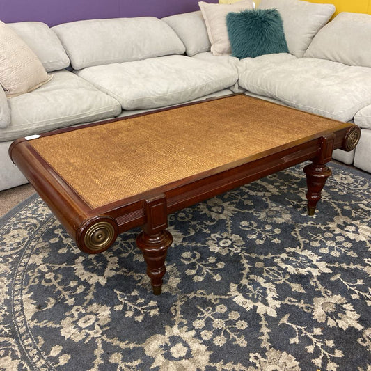Large NeoClassic Rattan Top Coffee Table (AS IS)