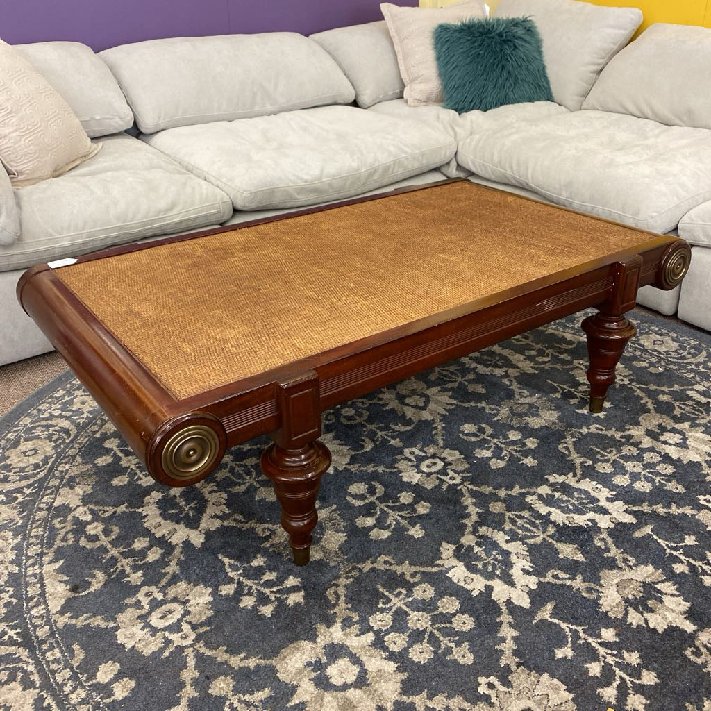 Large NeoClassic Rattan Top Coffee Table (AS IS) C COFFEE TABLES