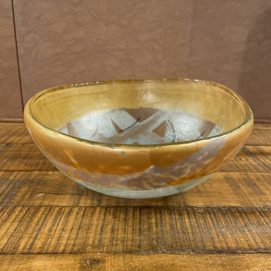 Grey with Gold Rim Art Glass Bowl/PNW Maker SMALLS