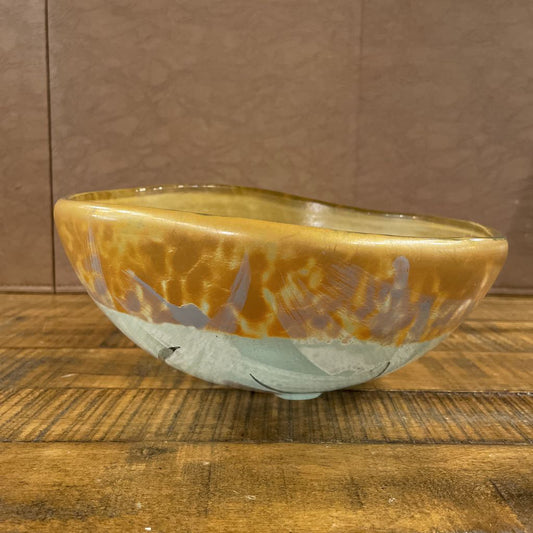 Grey with Gold Rim Art Glass Bowl/PNW Maker SMALLS