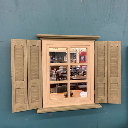 Green Shuttered Window Mirror