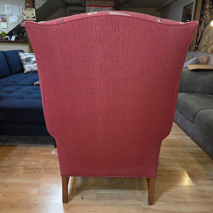 Red Wingback Retro Fabric Arm Chair AS IS