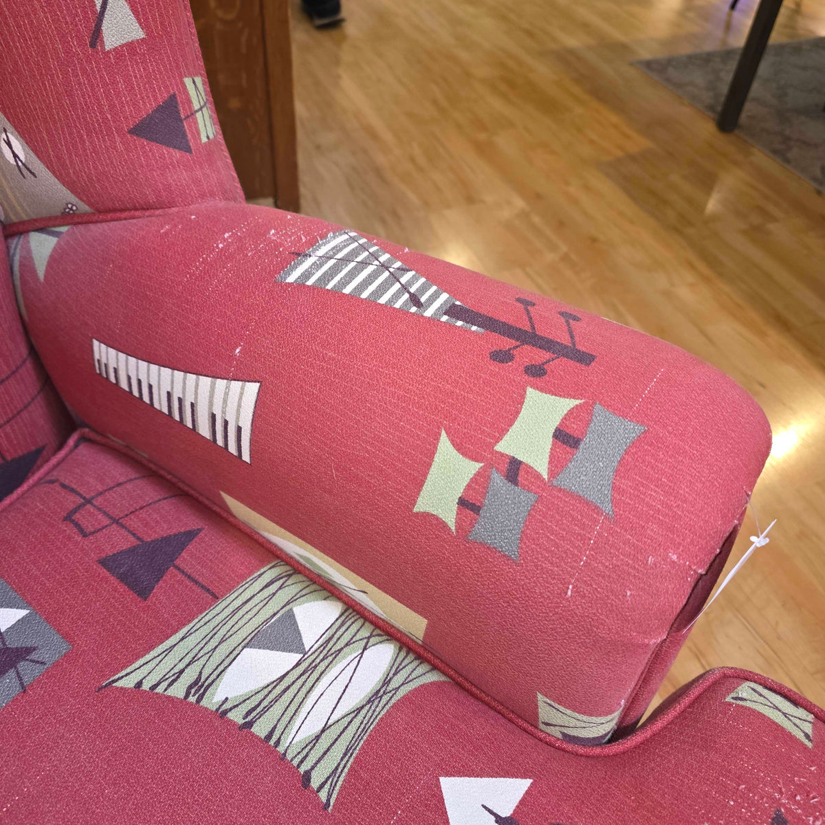 Red Wingback Retro Fabric Arm Chair AS IS